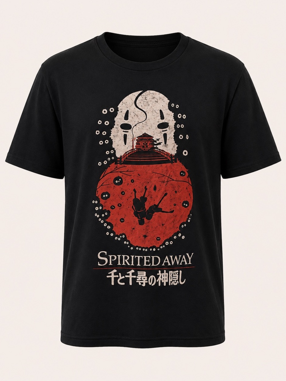 Studio Ghibli Spirited Away No-Face Graphic T-Shirt Women’s Medium Black Anime